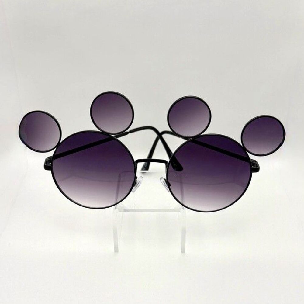 Disney Adult Round Gradient Sunglasses Black Metal Frame Gray Plastic Lenses